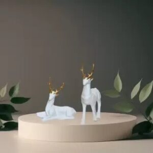 White Deer Set of 2 – Elegant & Timeless Table Accents